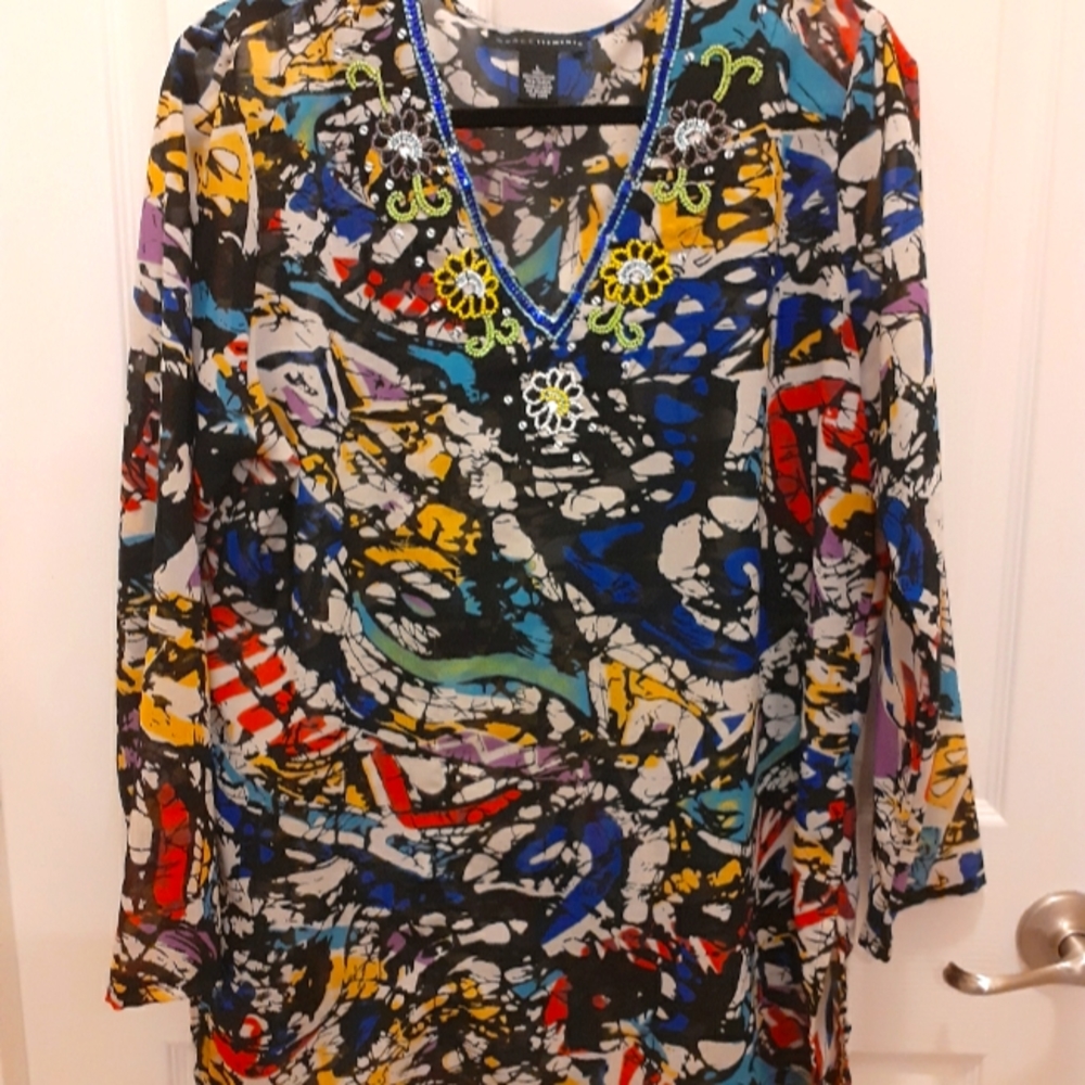 Sequined Abstract Pattern Tunic by Grace Elements